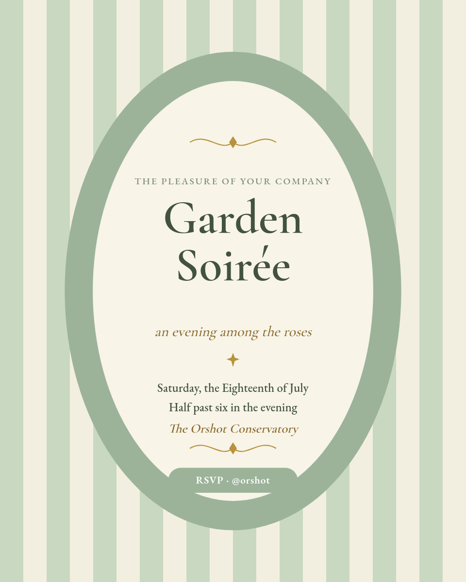 Ornate Oval Frame Invitation — Sage & Gold Garden Soirée