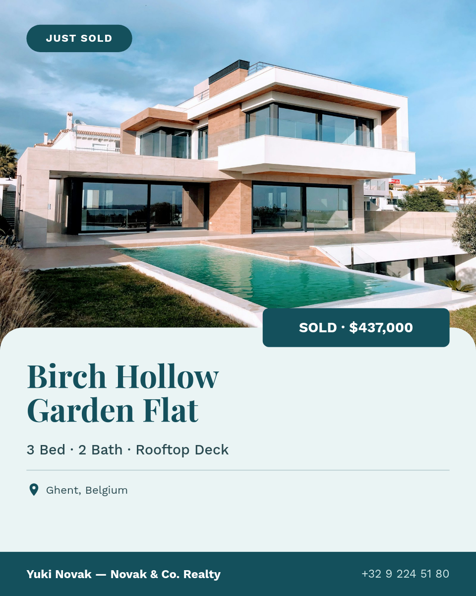Just Sold Real Estate Post — Coastal Teal Curved Panel