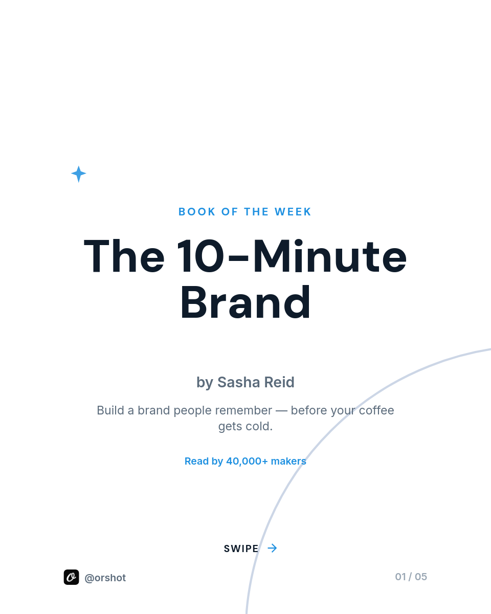 Book of the Week Carousel — Clean White, Bright-Blue Accents, Sweeping Arc & Bold DM Sans