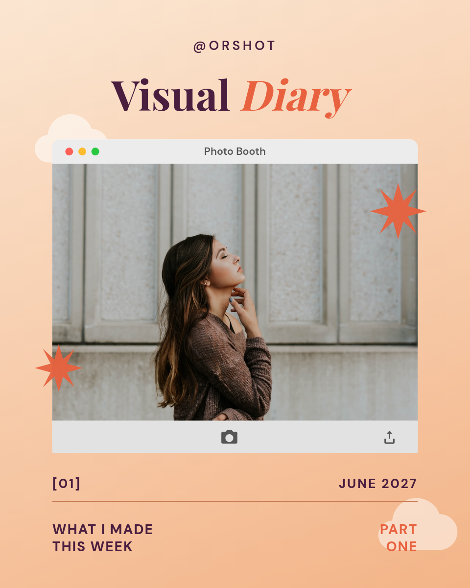 Peach Photo Booth Window Visual Diary — Aesthetic Journal Portrait