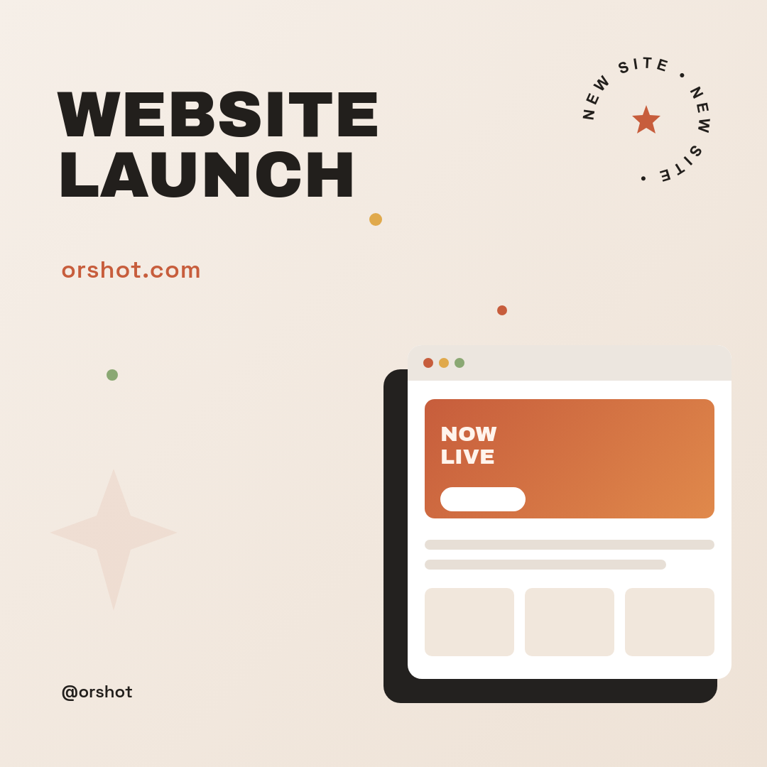 Website Launch Announcement — Blush & Terracotta Device Mockup Square