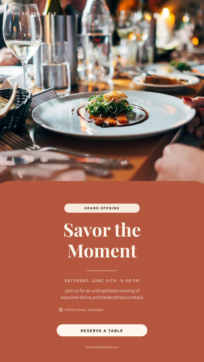 Restaurant Grand Opening — Warm Terracotta Elegant Story