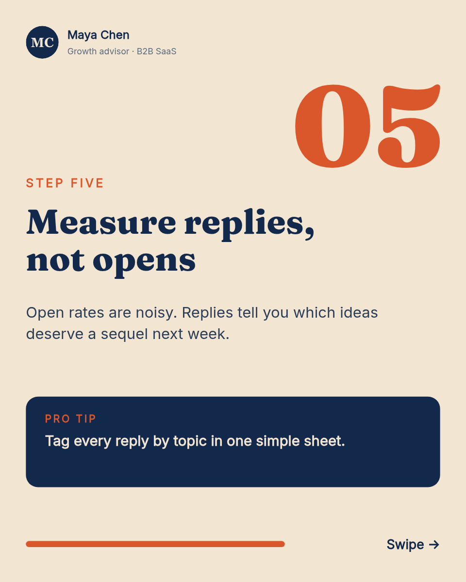 LinkedIn Carousel Template — 5-Step Guide, Navy & Rust - Page 6