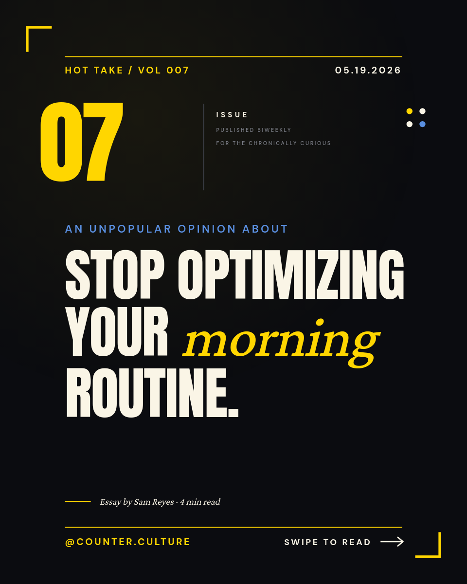 Ink Black and Canary Yellow Hot Take Industry Opinion Instagram Post with Giant Anton Stacked Headline, Italic Accent Word and Vertical Side Date