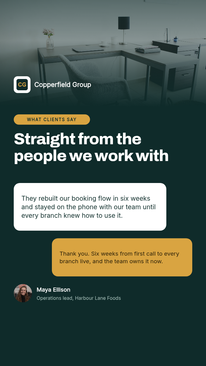 Client review chat thread story