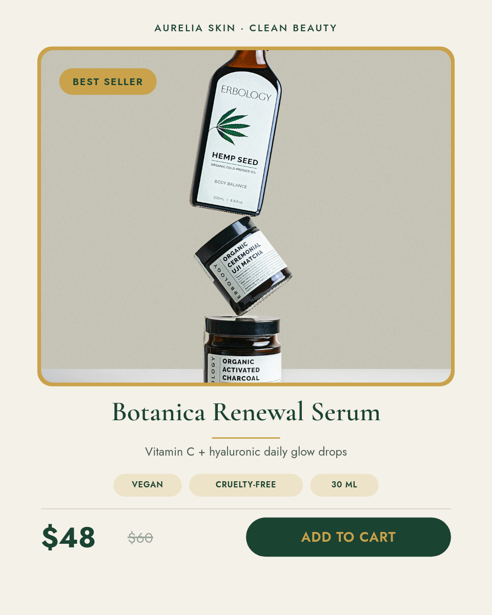 Emerald & Gold Botanical Skincare Product Card
