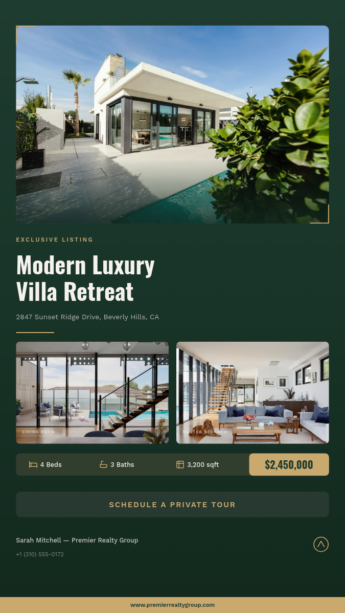 Exclusive Property Listing — Forest Green & Gold Luxury Story