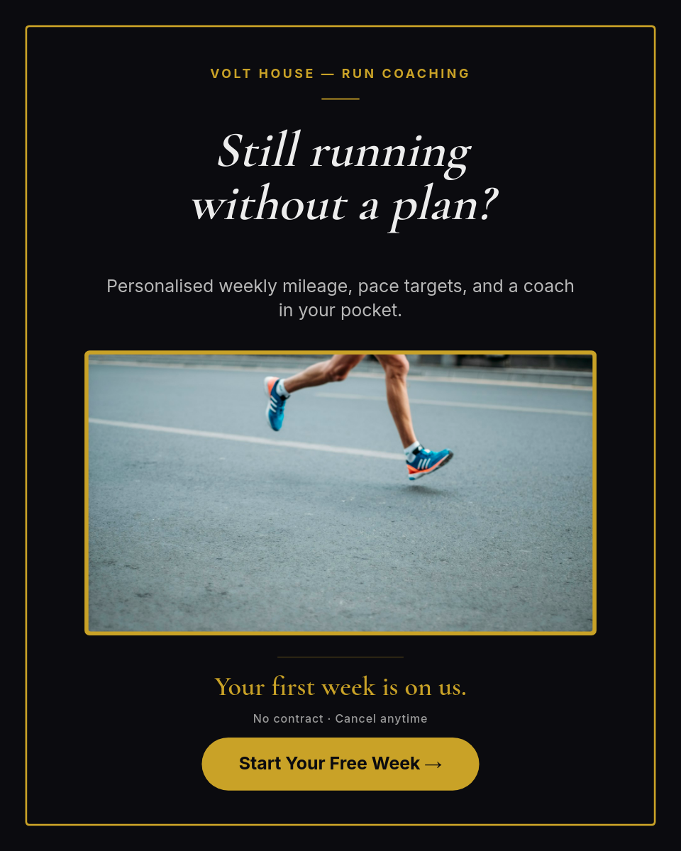 Premium Noir Run Coaching Ad — Gold Frame Question Hook