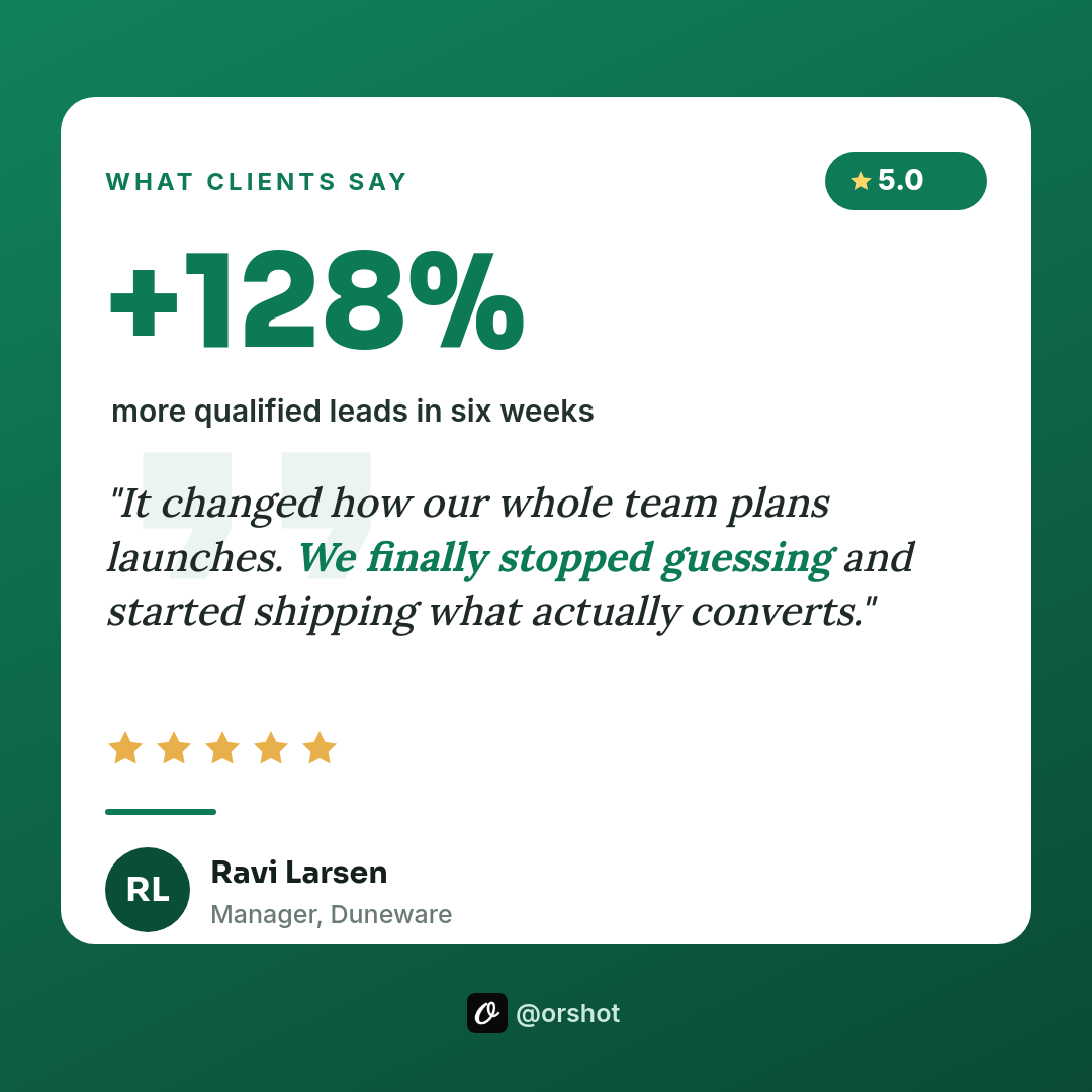 Emerald Number-Led Testimonial Card — Big Stat, Italic Quote, Gold Stars & Monogram Author