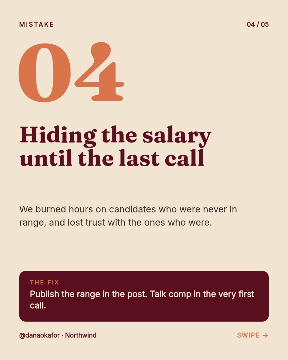 LinkedIn Carousel Template — 5 Hiring Mistakes, Oxblood - Page 5
