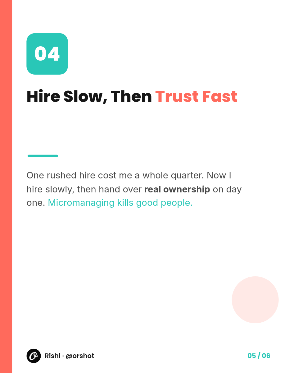 Coral & Teal Founder-Lessons Carousel — Bold Split Cover, Numbered Cards & Swipe System, 6 Slides - Page 5