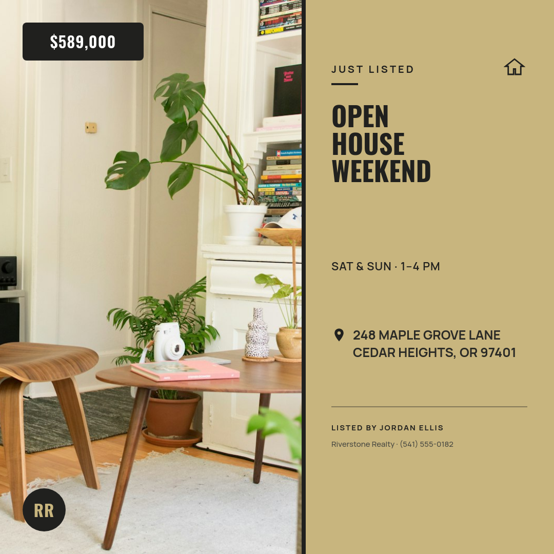 Khaki Split-Panel Open House Real Estate Instagram Post