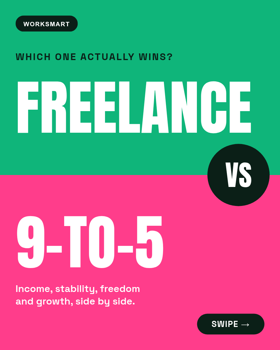 Instagram Carousel Template — Freelance vs 9-to-5 Compared - Page 1