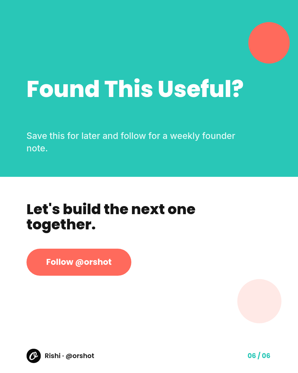 Coral & Teal Founder-Lessons Carousel — Bold Split Cover, Numbered Cards & Swipe System, 6 Slides - Page 6
