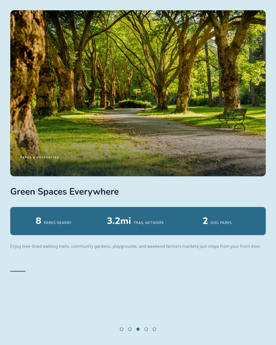 Pastel Teal Neighborhood Guide Carousel with Area Stats and Agent CTA - Page 3