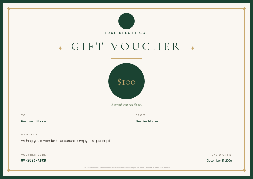 Elegant Gift Voucher with Gold Accent Frame