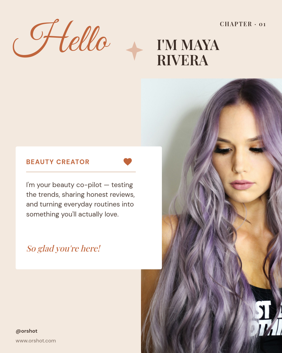 Warm Editorial "Hello" Creator Intro — Beauty Blogger Instagram Portrait