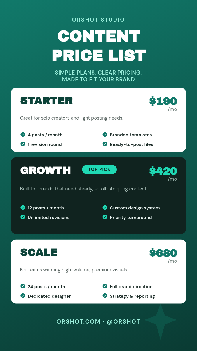 Emerald Gradient Creative Services Price List Instagram Story