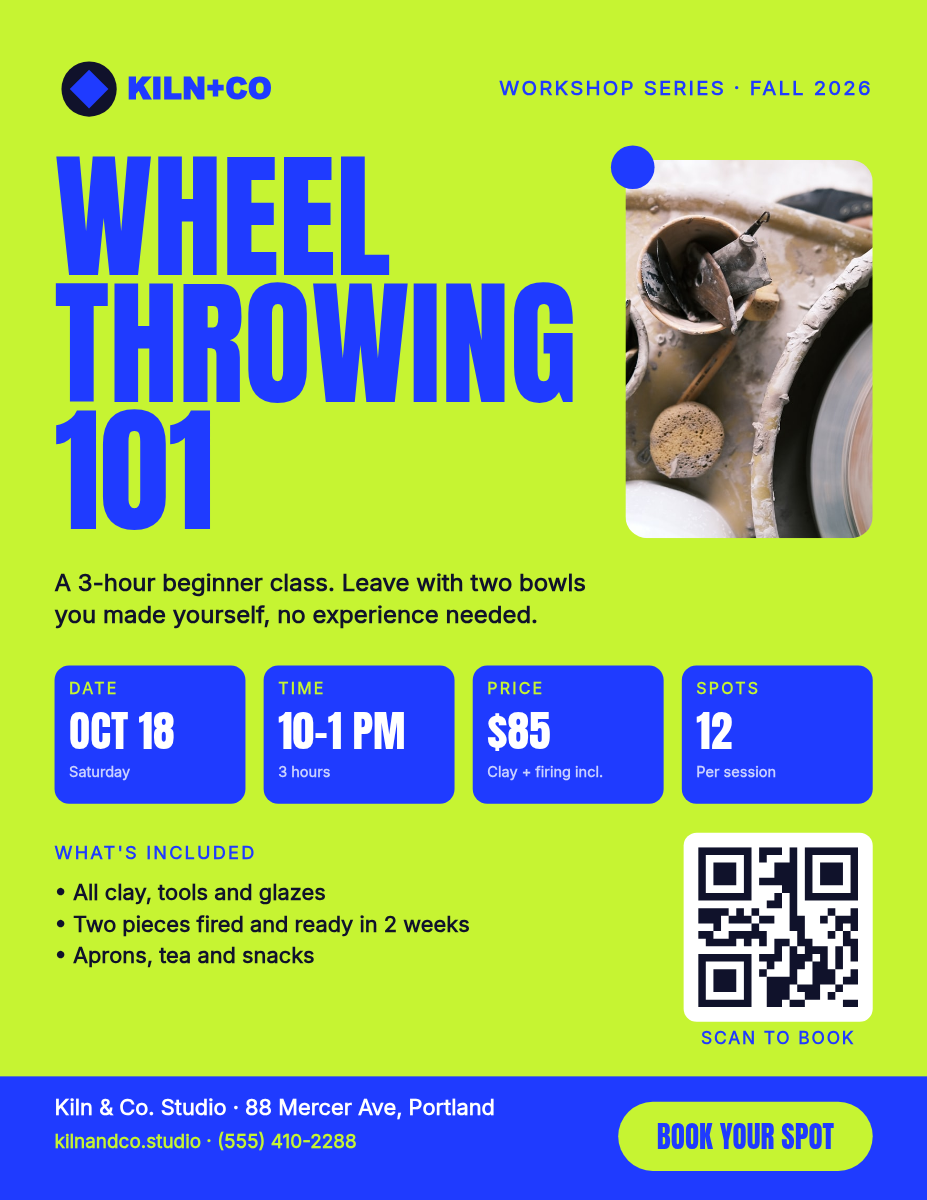 Printable Class Flyer 8.5x11 — Pottery Workshop, Lime