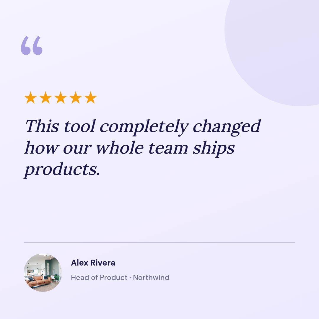 Lavender Italic Customer Testimonial Card