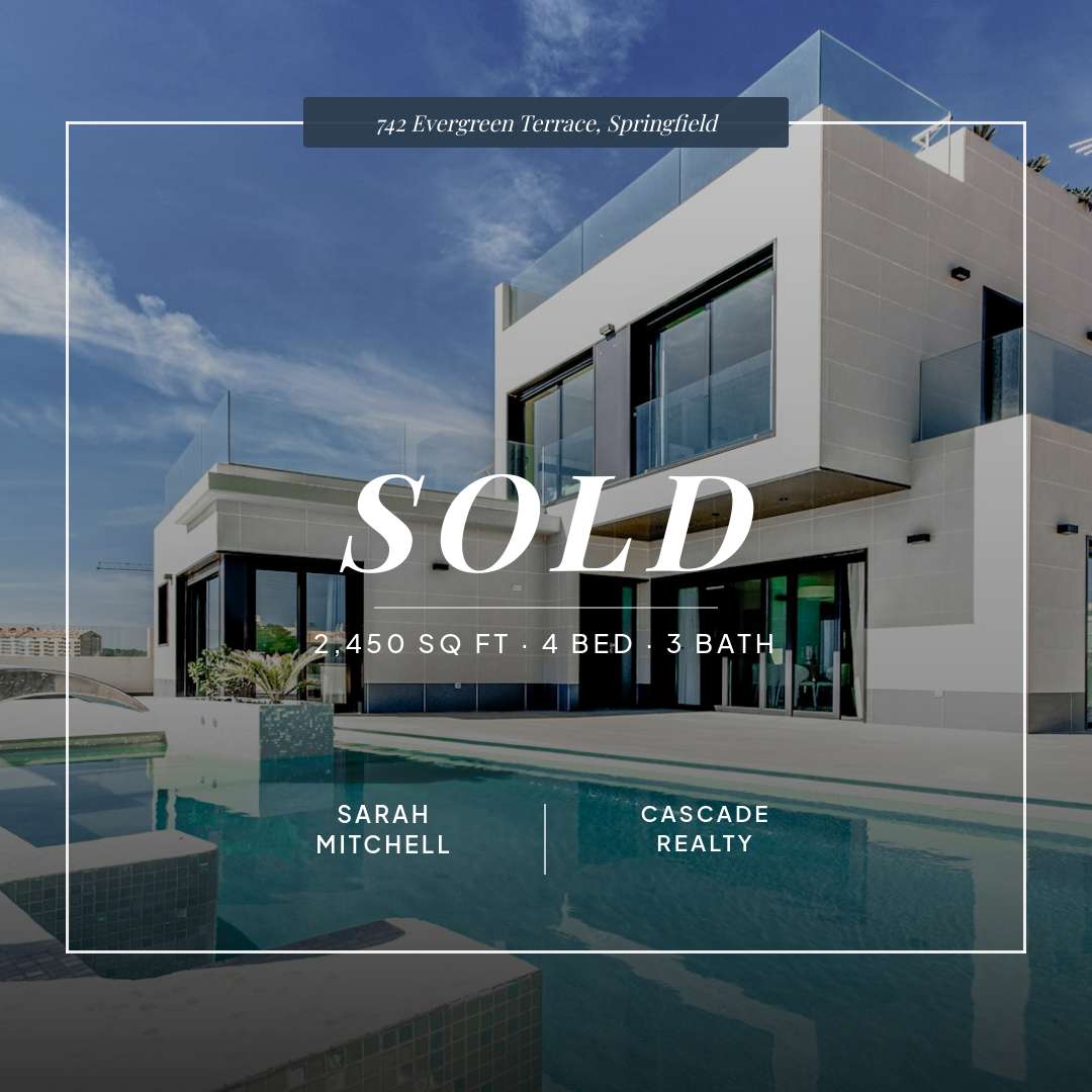 Elegant SOLD Property Celebration Post with White Frame and Agent Branding