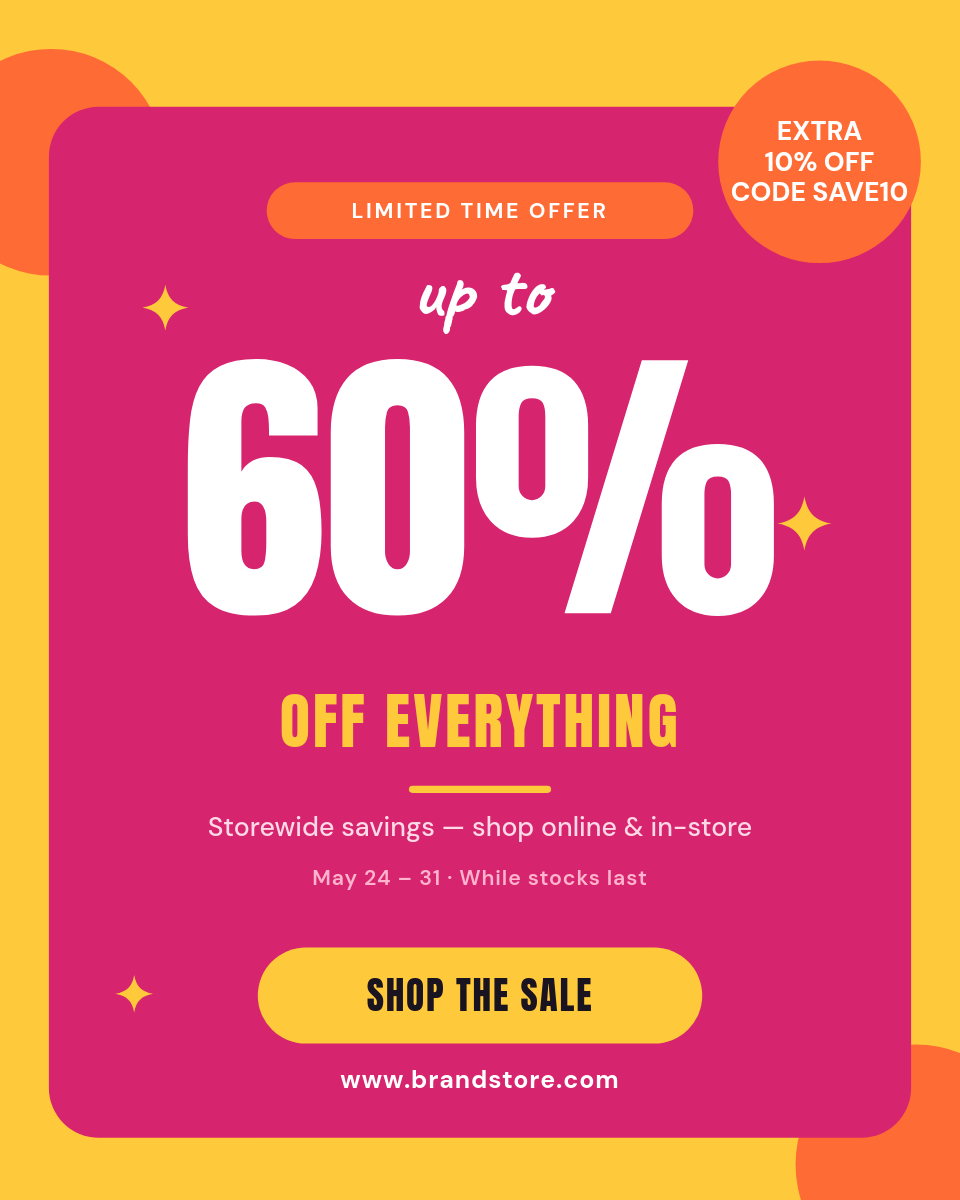 Bold Vibrant Color-Block Mega Sale Instagram Ad