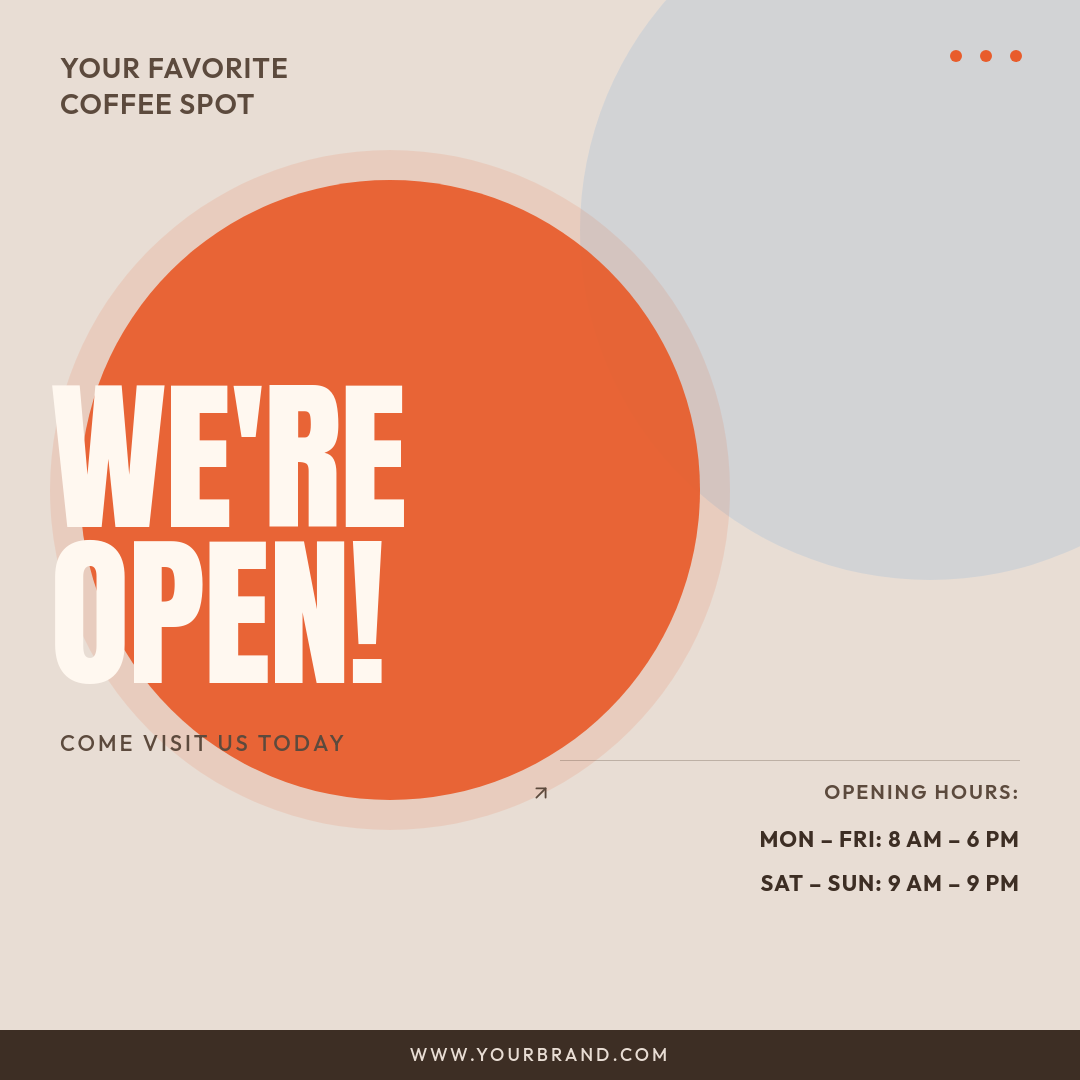 Bold Blurred Circle Launch Announcement with Giant Condensed Typography on Warm Neutral