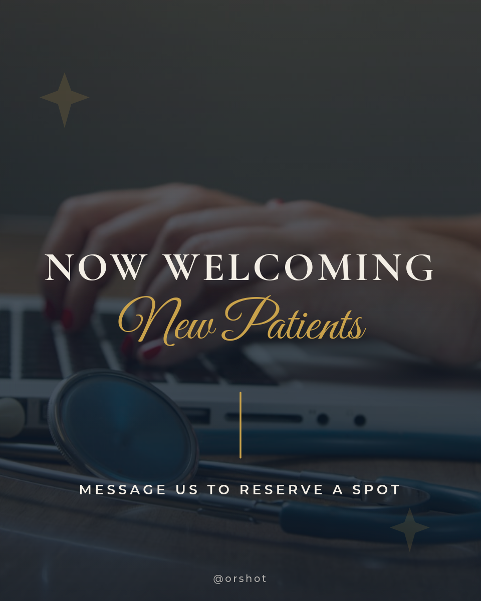 Elegant Clinic "Now Welcoming New Patients" Photo Story — Navy & Gold