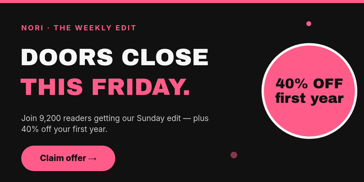 Bold Newsletter Subscribe Email Banner — Black with Pink Offer Badge