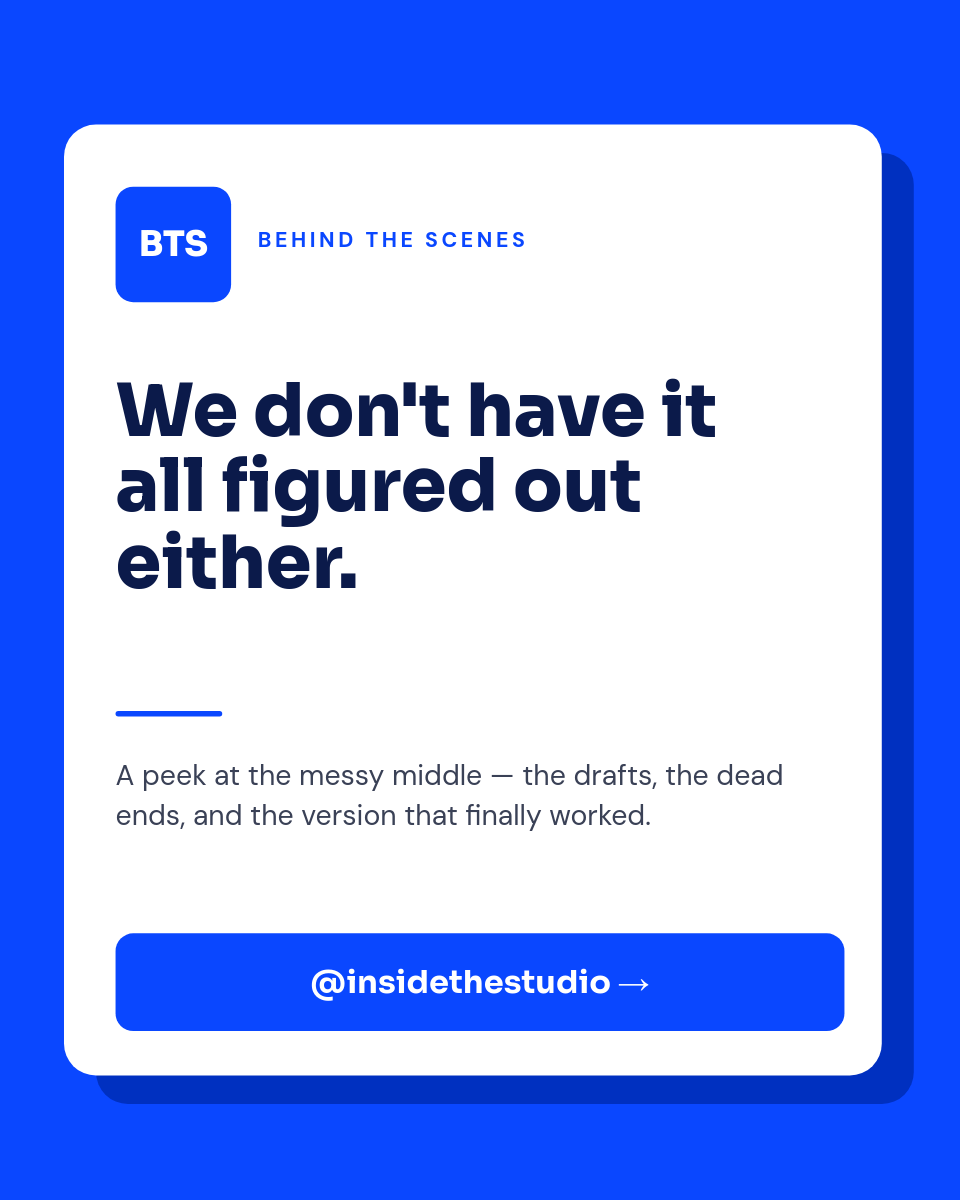 Behind-the-Scenes Instagram Post — Electric Blue Card
