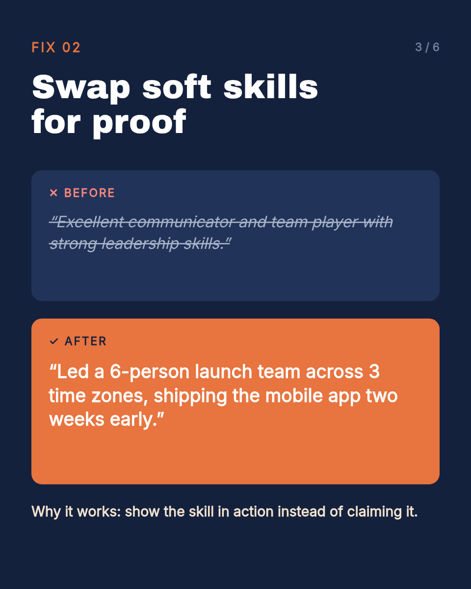 LinkedIn Carousel — Resume Before & After, Navy & Clay - Page 3