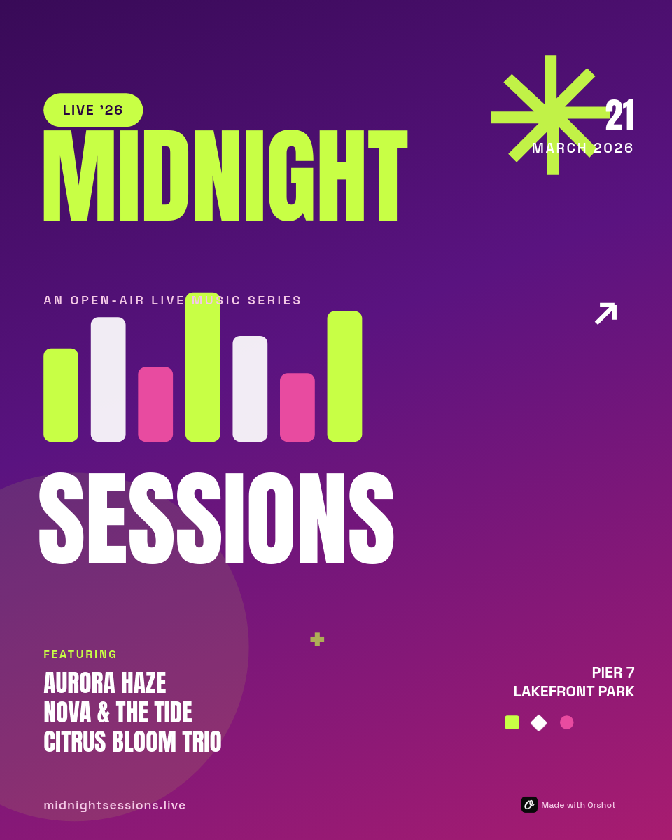 Vibrant Violet Live-Music Event Poster — Anton Condensed Caps, Acid-Lime Accents & Equalizer Bars