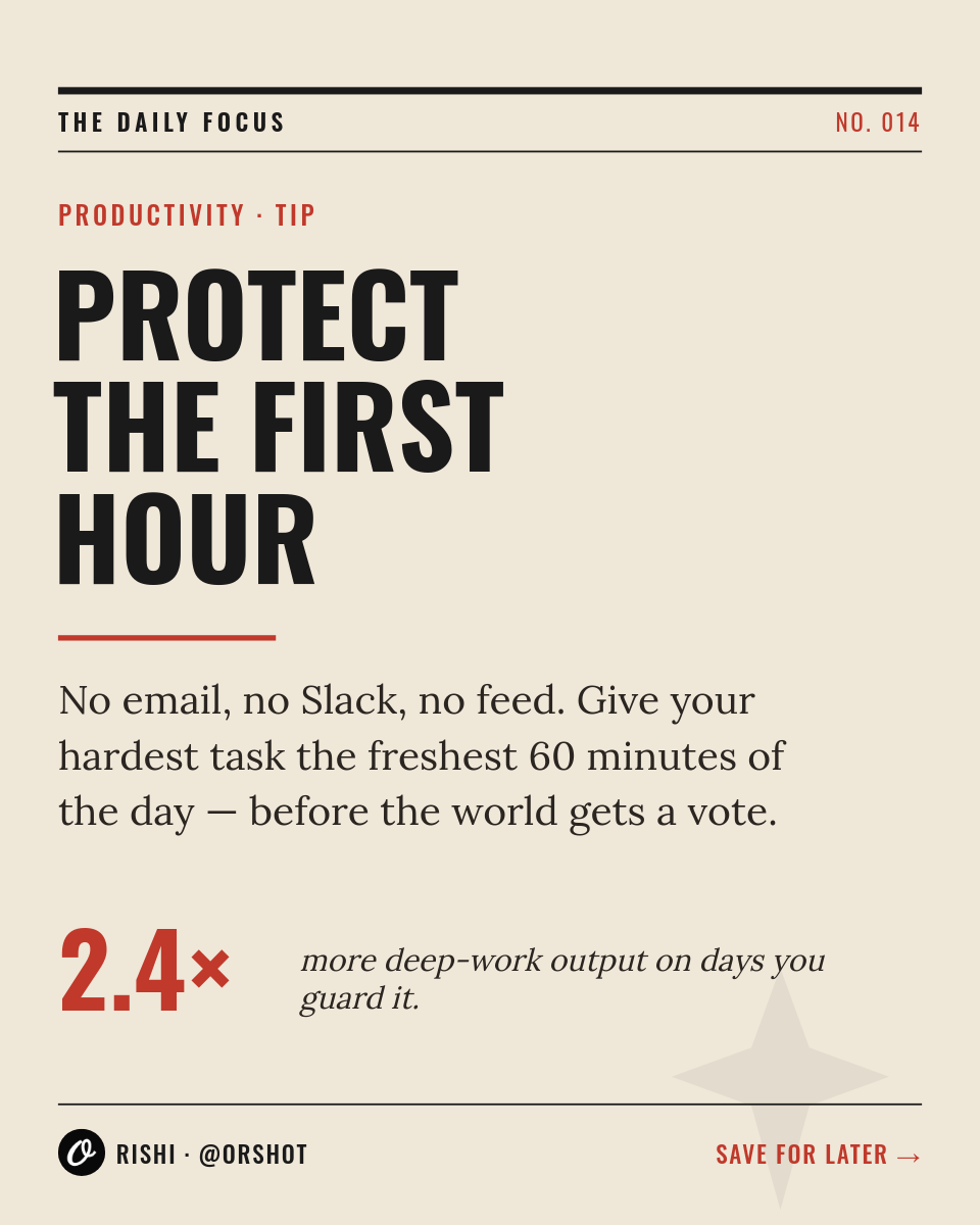 Editorial Retro Productivity Tip — Oswald Masthead, Rule Lines & Red Accent on Bone