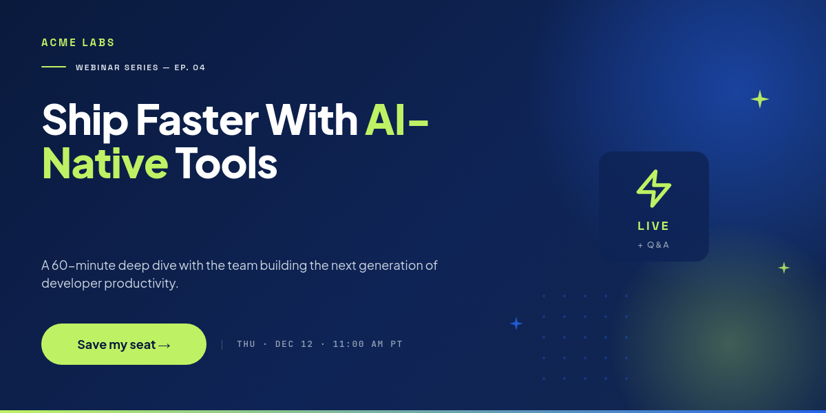 Electric Cobalt & Lime SaaS Webinar Series Email Banner with Stacked Bold Headline