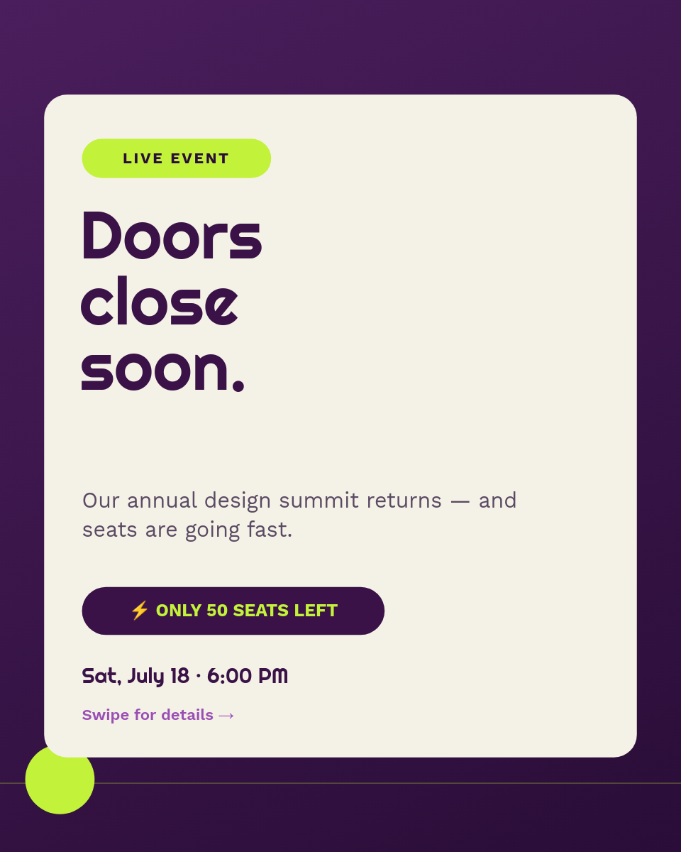 Chartreuse & Plum Live Event Countdown 3-Slide Carousel - Page 1