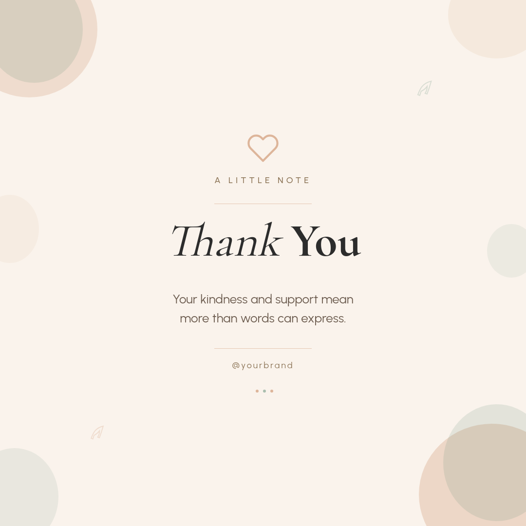 Warm Watercolor Gratitude Card with Organic Corner Shapes and Serif Typography