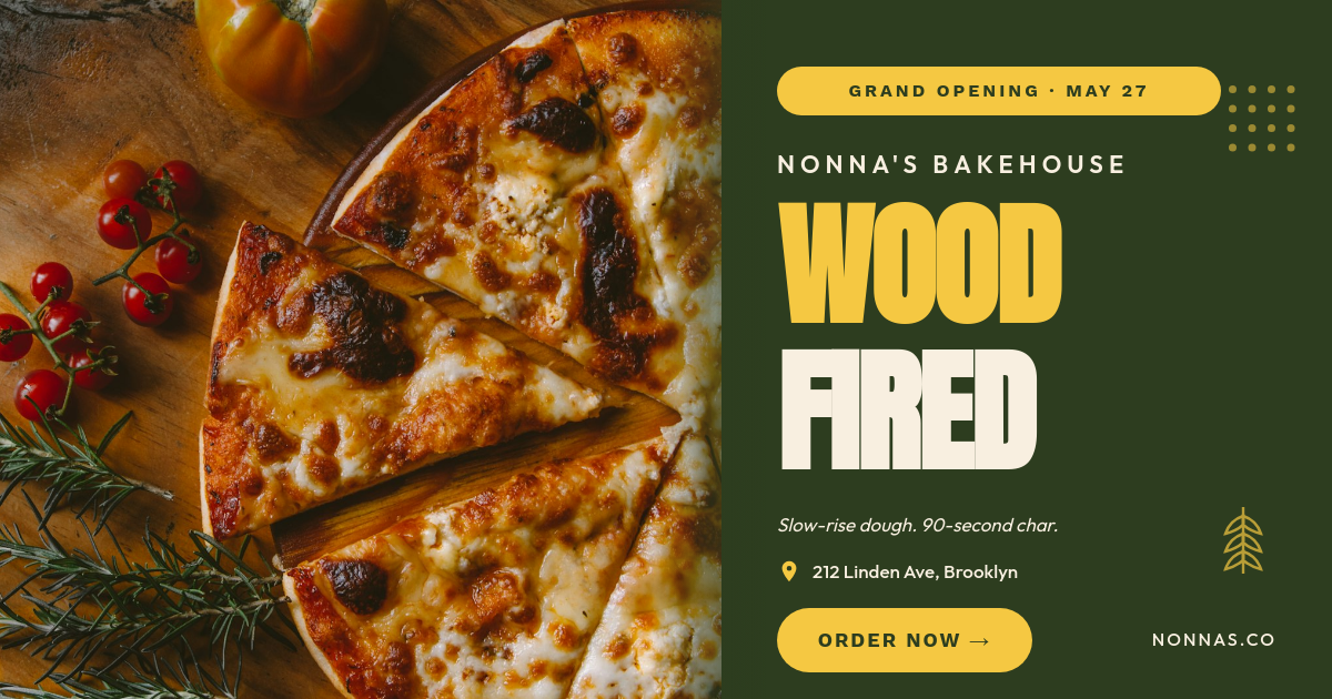 Olive & Butter Wood-Fired Pizzeria Grand Opening Food Delivery Banner