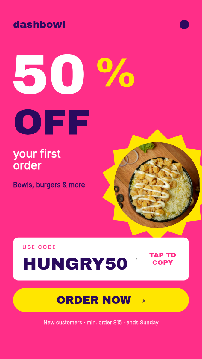 Animated Food Delivery Offer Story 9:16 — Promo Code Burst