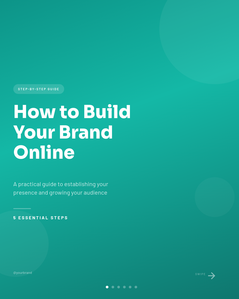 Teal Gradient Step-by-Step Tutorial Carousel with Numbered Icons and Progress Dots - Page 1