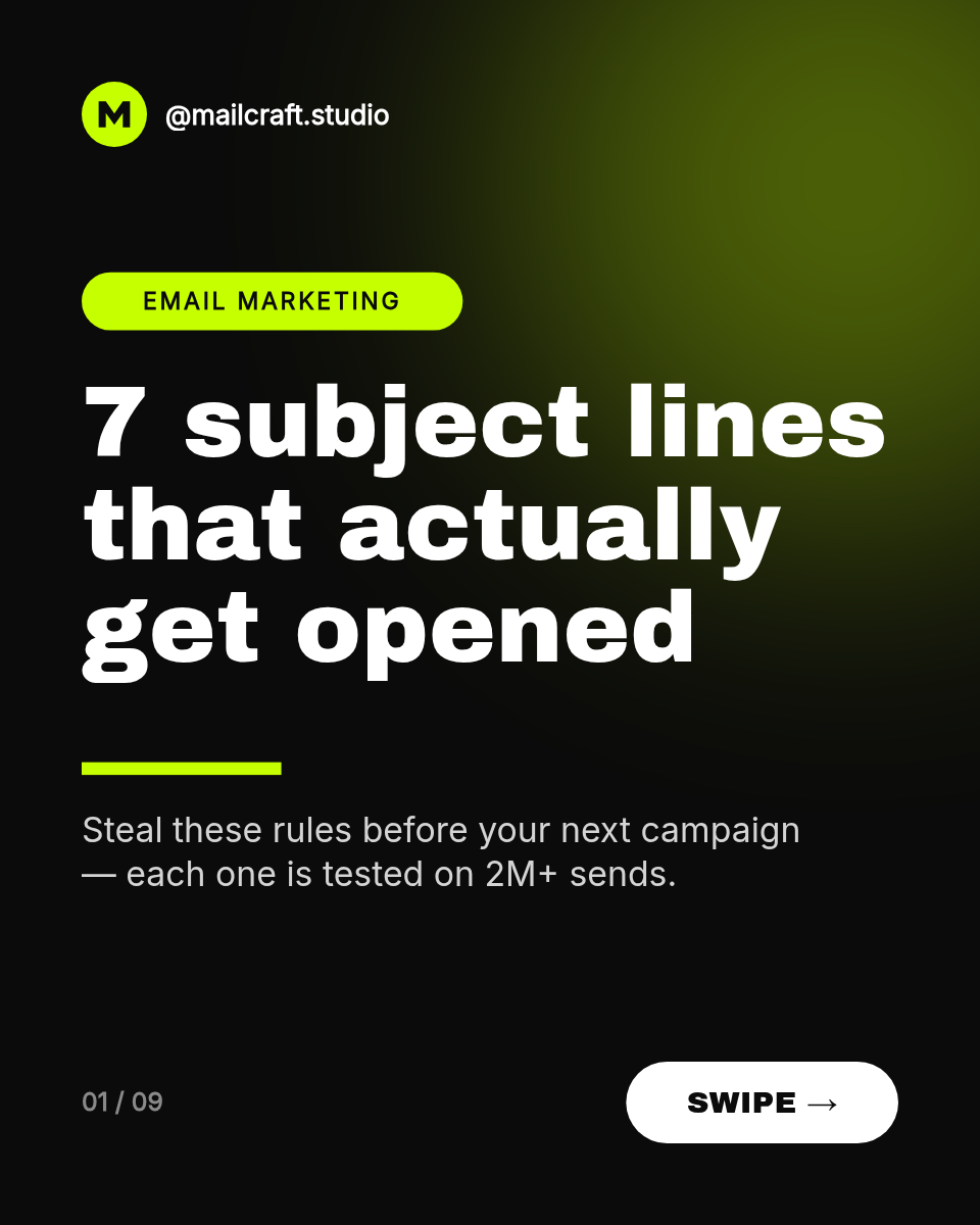 Instagram Carousel Template — 7 Email Tips, Neon Lime - Page 1