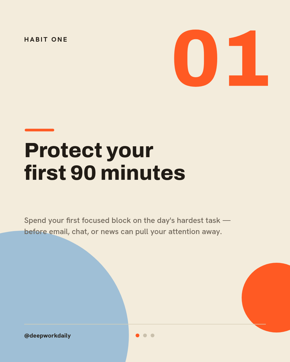Vibrant Cream and Orange Focus Habits Instagram Carousel - Page 2