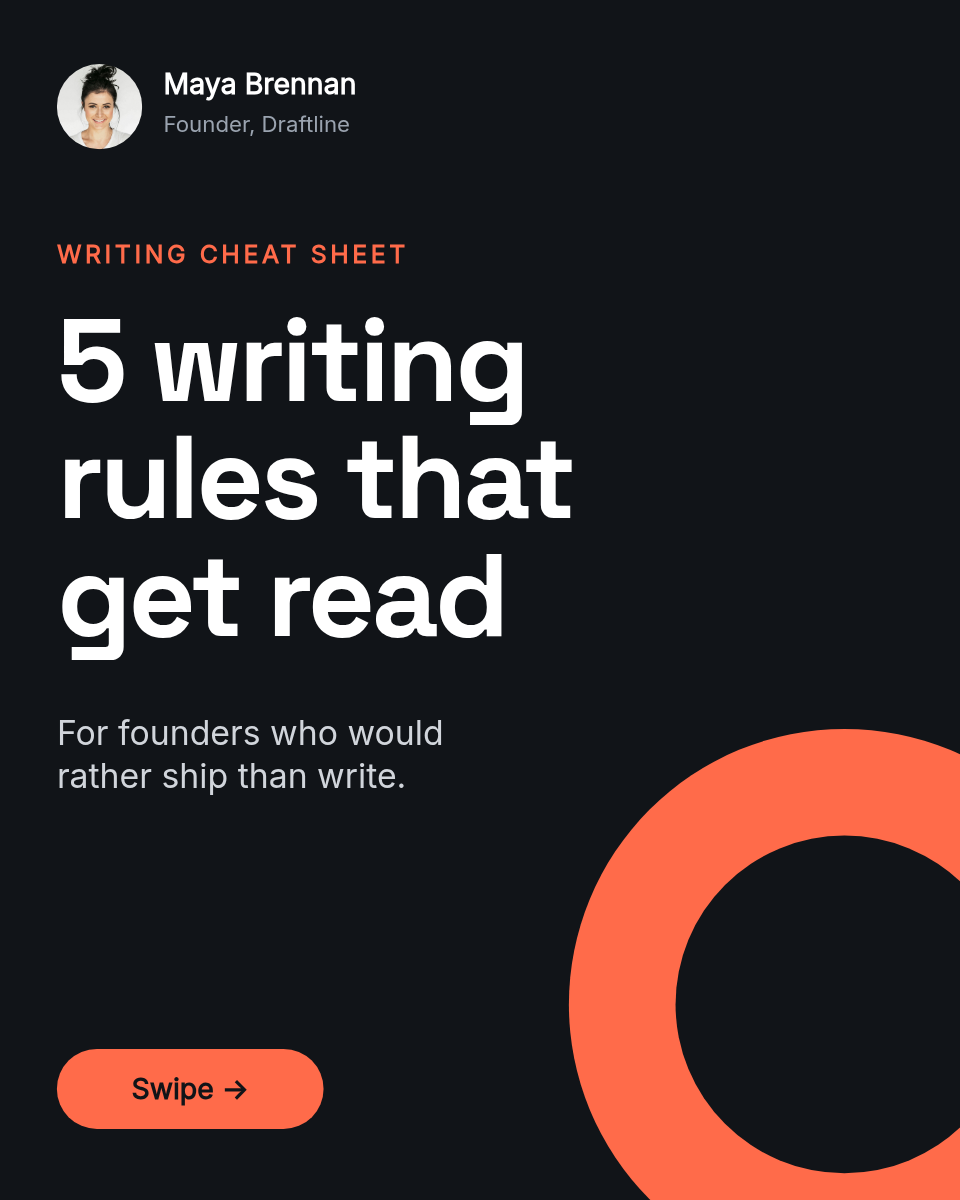 LinkedIn Carousel Template — 5 Writing Tips, Ink & Coral - Page 1