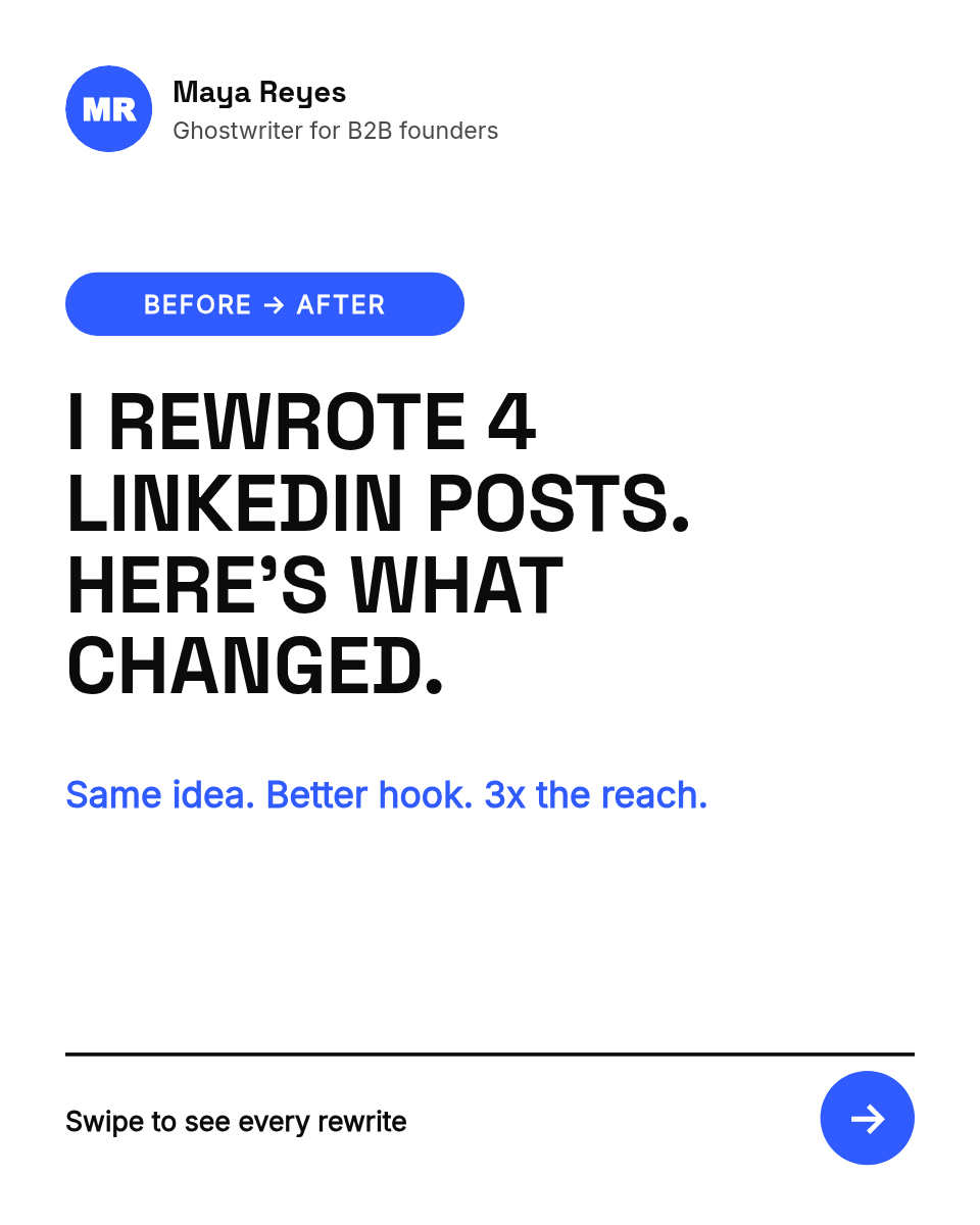LinkedIn Carousel Template — Before & After Post Rewrites - Page 1