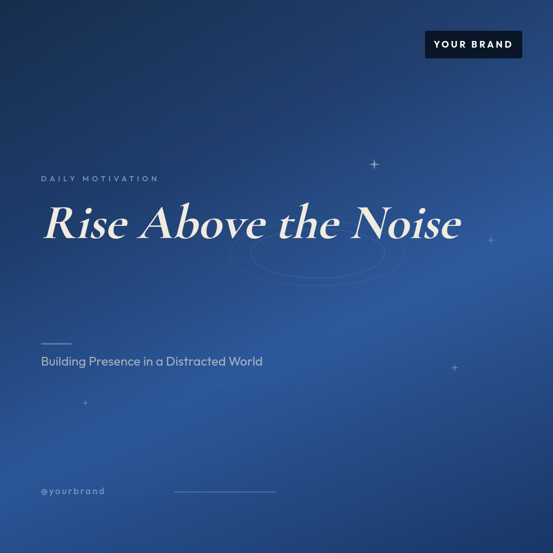Bold Cobalt Blue Motivational Quote Post with Italic Serif Headline and Sparkle Accents