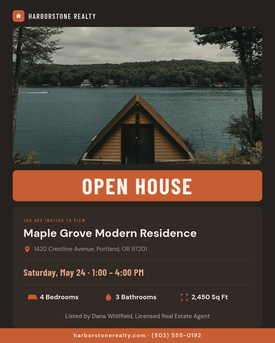 Charcoal Open House Real Estate Listing Flyer