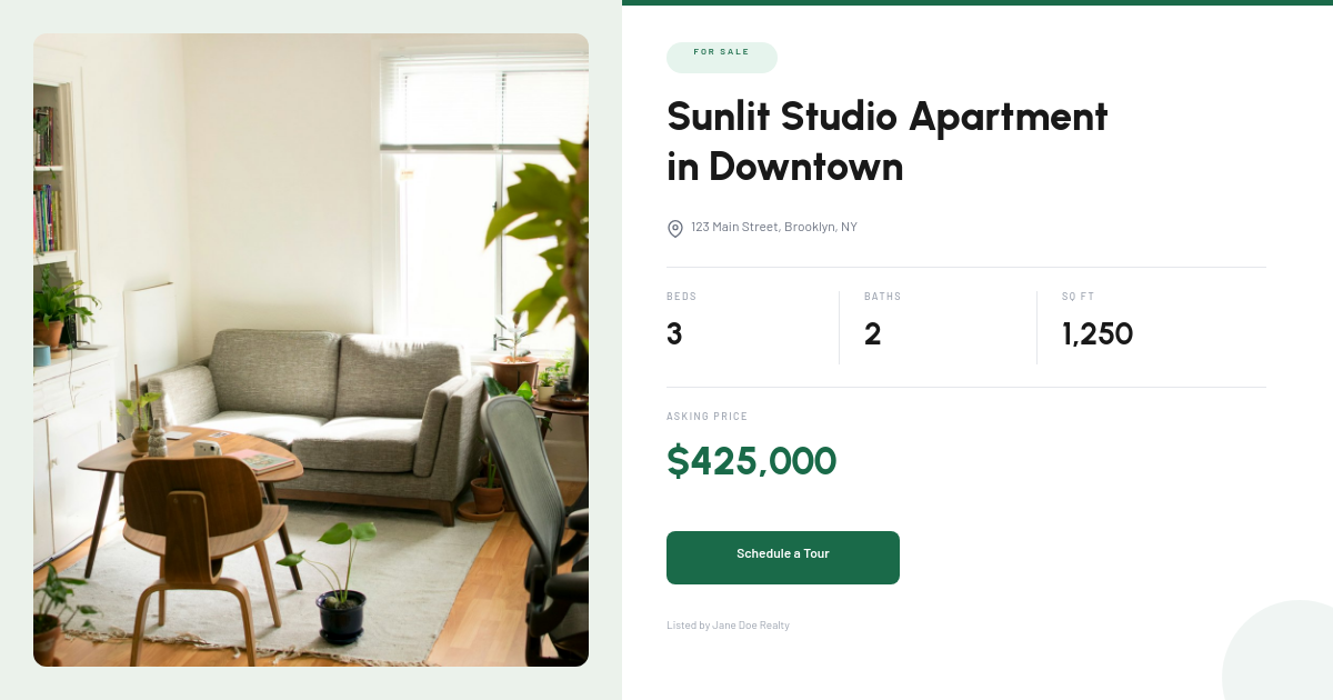 Modern Apartment Listing — Real Estate OG Card