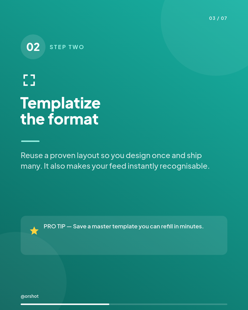 Teal-Gradient 5-Step Content Carousel — Plus Jakarta Bold, Number Discs, Pro-Tip Callouts & Progress Bar - Page 3