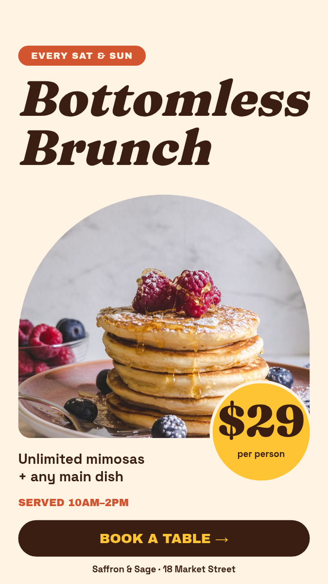 Restaurant Brunch Promo Post + Story — Cream & Terracotta - Page 2