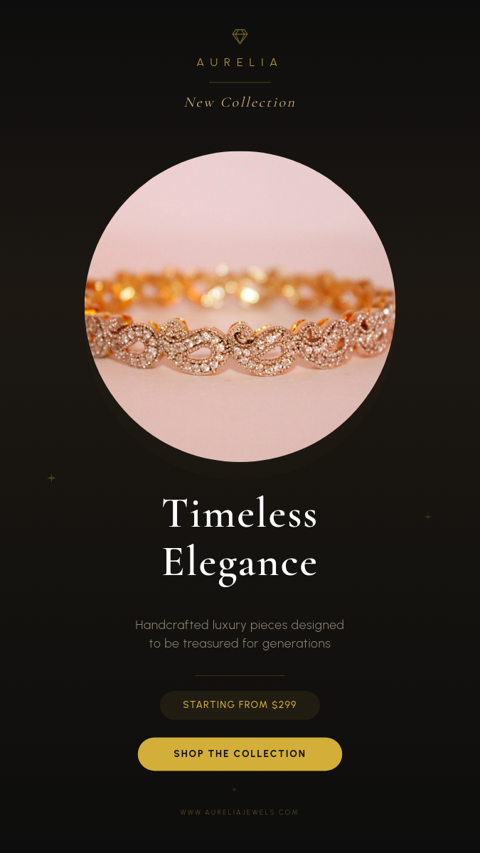 Jewelry Collection Launch — Elegant Dark Gold Story