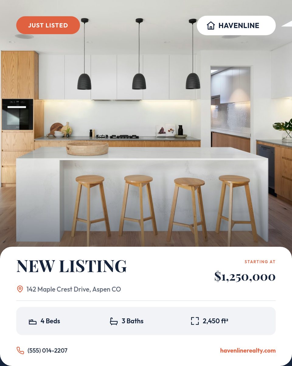 Navy & Coral New Listing Real Estate Instagram Post